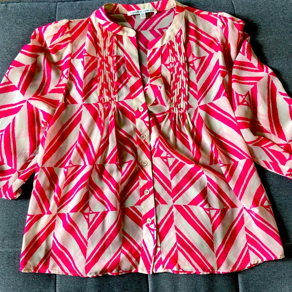 Collective Concept Cream and Pink Blouse, XS